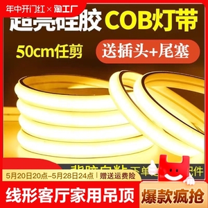 led灯带220v自粘线形灯槽客厅吊顶户外防水cob软灯条柔性无频闪