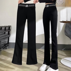 喇叭裤女春款夏季新款女裤休闲直筒显瘦黑色微喇长裤薄款垂感