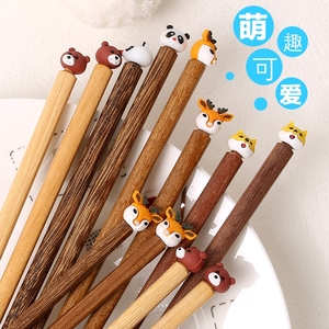 儿童筷子原木无漆无蜡可爱动物家用练习筷小孩宝宝专用实学习训练