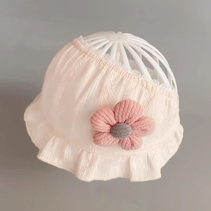 婴儿囟门帽子夏季薄款遮阳胎帽女宝宝满月护囟门帽新生儿护头空顶