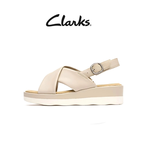 Clarks其乐女鞋子外穿夏季新款坡跟休闲平底罗马鞋松糕厚底凉鞋女