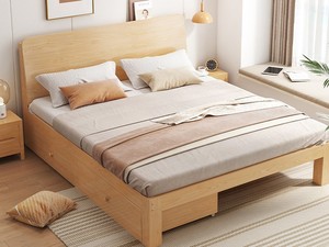 圣铭宜家官方旗舰店松木床1.5米现代简约双人1.8经济型简易床架出