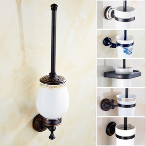 黑色马桶刷架子套装全铜厕所马桶杯架美式卫生间浴室刷子壁免打孔