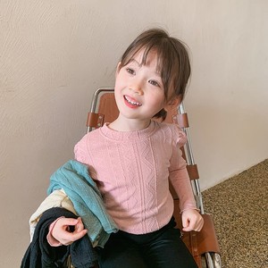 1-5-6岁女童泡泡袖打底衫中小童新款春秋装木耳边长袖t恤宝宝上衣