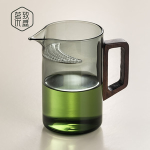 耐高温玻璃公道杯月牙杯过滤大容量茶水分离简易泡茶杯子茶漏一体