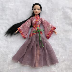 古装汉服6分娃娃紫色衣服30cm芭比关节bjd人形sd玩偶心怡可儿服饰