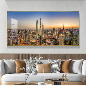 上海夜景挂画大幅背景墙地标东方明珠外滩陆家嘴城市风景装饰画横