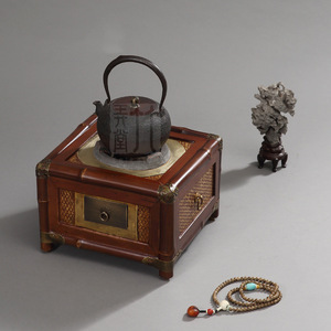 日式庭院火炉烧水炉火钵老式碳炉 高端家用名家竹炭炉围炉煮茶炉