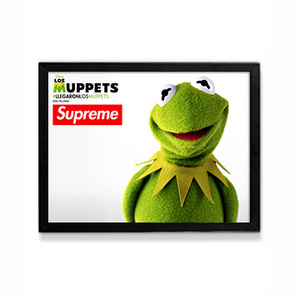 包邮supreme潮牌 微笑青蛙相框画家居装饰店铺室内墙体挂画摆设