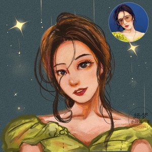 真人照片转纯手绘头像设计插画情侣手工定制漫画卡通q版结婚礼物