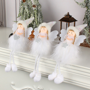 纵鸿圣诞树装饰品可爱长腿公仔吊件桌面摆件毛绒天使娃娃装饰