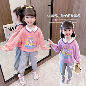 女童春装套装小女孩两件套3三四4六岁女宝宝春秋洋气韩版卡通衣服