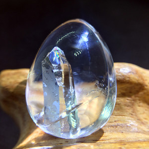 天然白水晶吊坠 晶中晶吊坠 赫尔基蒙闪灵钻刻面立体钻石晶中晶