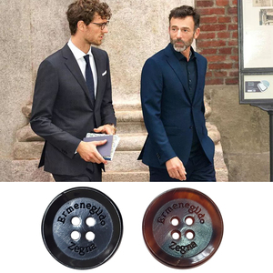 天然进口真牛角扣杰尼亚西服纽扣扣子zegna外套马甲黑色西裤钮扣