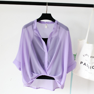 减龄雪纺衫女夏装新款韩版宽松显瘦不规则上衣蝙蝠袖吊带两件套潮