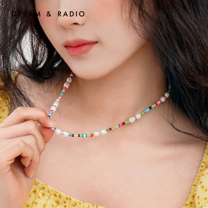 Dream＆Radio多巴胺彩色串珠项链女夏设计感淡水珍珠串珠设计手链