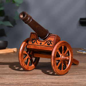 缅甸花梨木实木仿古大炮摆件复古木制大炮模型红木家用装饰工艺品