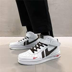 空军一号新款 情侣鞋子春季年百搭高帮板鞋女一对高帮鞋pu太空