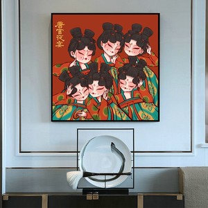 001人付款淘宝1:1 唐人宫乐图 元人唐宫仕女图49x70cm古画名作真迹