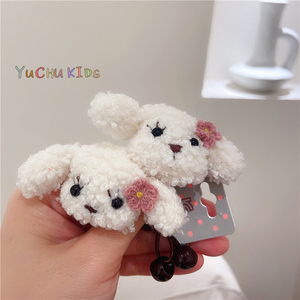 韩国代购可爱小花狗皮筋 进口儿童发饰 女童头绳宝宝发绳头花头饰