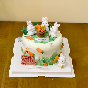 森系可爱萝卜兔蛋糕装饰迷你兔子竹筐小南瓜胡萝卜小仙女派对插件