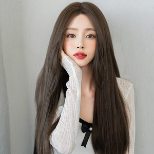 假发女长发中分刘海黑长直发自然隐形蕾丝仿真人发逼真手织全头套