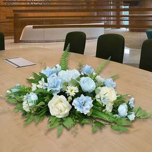 假花仿真花高档长形会议桌花摆花商务台花办公会议室桌面装饰摆件