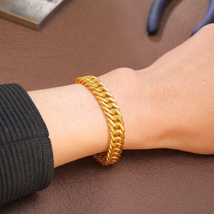 糊涂老庙祝正品新款黄金手链男女手工定制金马鞭链简约手环男士老