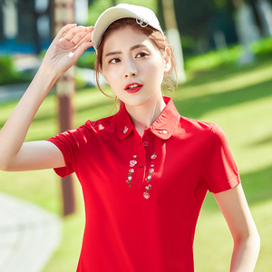 官方比音勒芬旗舰店2021夏季新款女装潮大码有领翻领polo衫女短袖