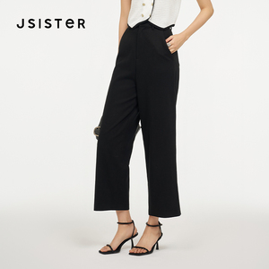 jsister 2024夏装专柜新款 JS女装时尚黑色宽松直筒裤 S422110265