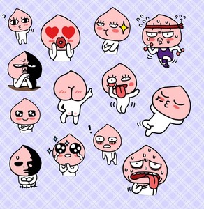 kakaofriends搞怪apeach屁桃表情贴纸自制周边贴纸24枚入