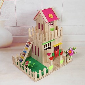 雪糕棒冰棒棍diy建筑模型手工制作房屋材料包小房子别墅秋千成品