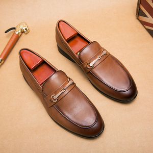 2022新款英伦风男士皮鞋无鞋带不系带配西装小皮鞋青年休闲皮鞋男