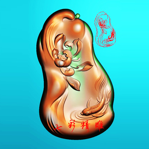 精雕图荷花玉雕图