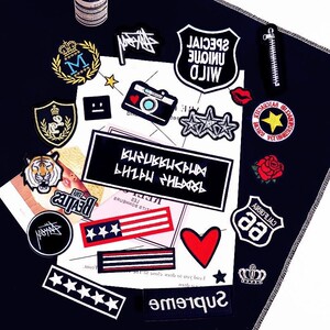 修补装饰贴布商标缝在衣服上的贴纸个性补丁贴logo刺绣牛仔裤背胶