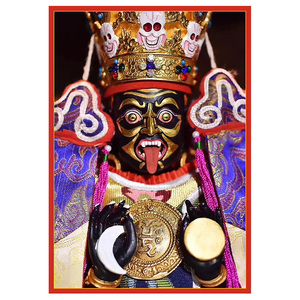 藏传财神像扎基拉姆唐卡西藏拉萨财神爷画像随身小卡片相片纸塑封