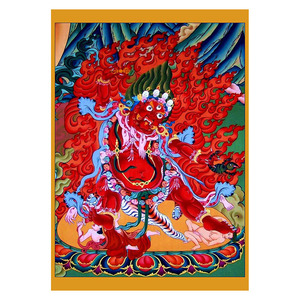 忿怒莲师唐卡莲花生大士愤怒相菩萨佛像手绘画像相纸塑封随身卡片