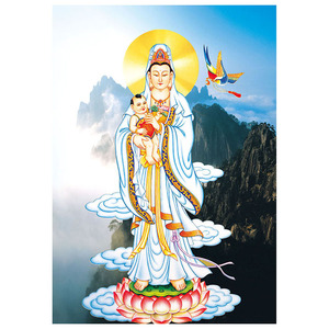 装饰南海观音佛像挂画像观世音菩萨画像送子观音佛像图求子送子图