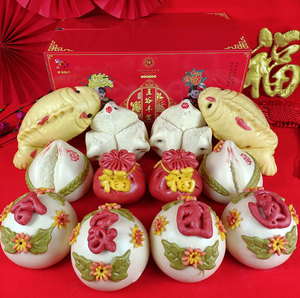 胶东花饽饽春节礼盒装年货面食福袋枣馍馍莲子整箱大馒头过年送礼
