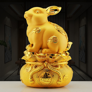 金兔存钱罐摆件女孩生日礼物兔年兔子饰品客厅摆设工艺品储钱罐