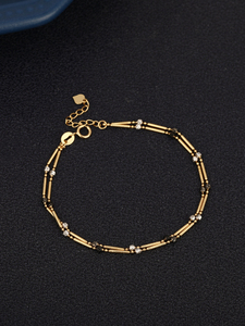 geunyeon瑾妍纯18k金手链女个性三色黑色爆闪双层轻奢彩金新手链