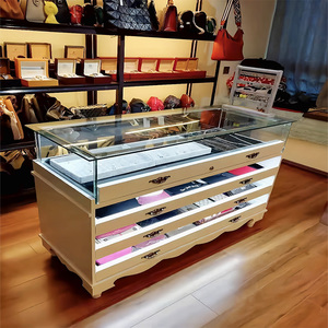 欧式珠宝展示柜玉器饰品手表蜜蜡玻璃展柜烤漆服装店中岛玻璃柜台