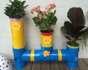 幼儿园环境创设种花神器卡通阳台创意花架花蓝种花神器pvc管