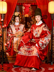 遇囍来汉服明制婚服男中国风婚礼白首成约圆领袍重工刺绣嫁衣套装