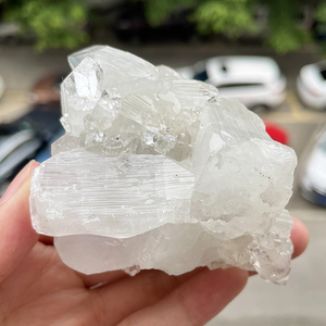 天然水晶钻石鱼眼石原石矿物白晶体摆件矿标印度共生沸石