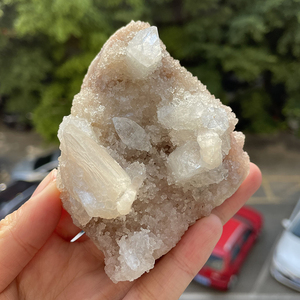 天然水晶钻石鱼眼石原石矿物白晶体摆件矿标印度共生沸石