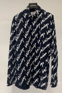 代购balenciaga/巴黎世家 22ss满身弹幕签名字母logo印花衬衫男女