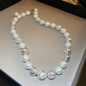 圆珠珍珠项链法式优雅颈链小众设计锁骨链新款时尚高级感项饰