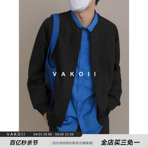 VAKOII 秋季合身圆领开衫卫衣男短款休闲简约小外套男女同款潮流