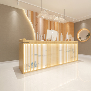 新中式吧台美容馆养生会所前台接待台采耳店服务台足浴复古收银台